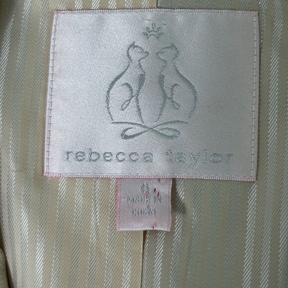 Rebecca Taylor Blazer Womens 6 Tan Lace Detail Hook Eye Long Sleeve Wool Blend - Picture 5 of 16